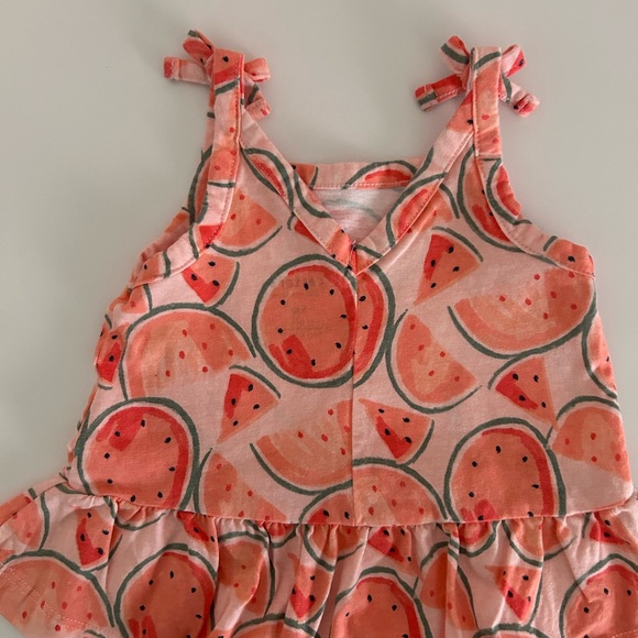 9 month old Carter’s 2 piece set in pink and green watermelon print - Picture 5 of 6